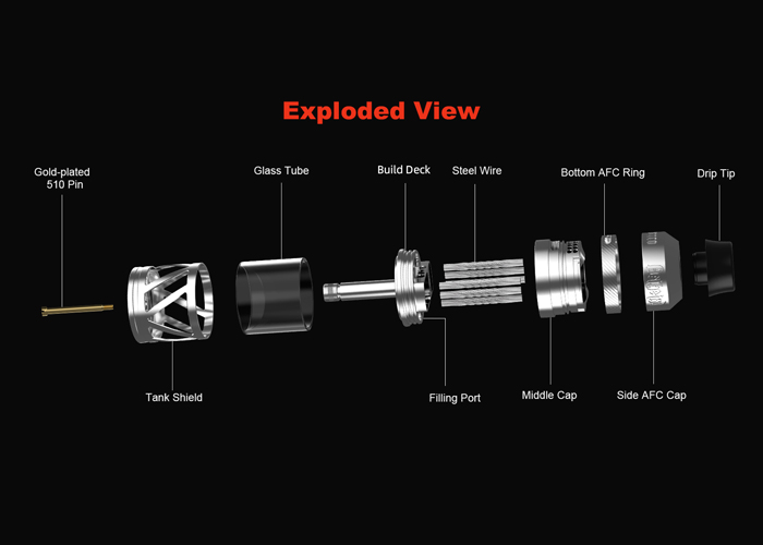 Hellvape Helheim S30 - 6 Exploded view showing components
