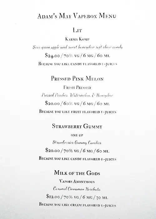 May Vapebox Menu May Vapebox Menu