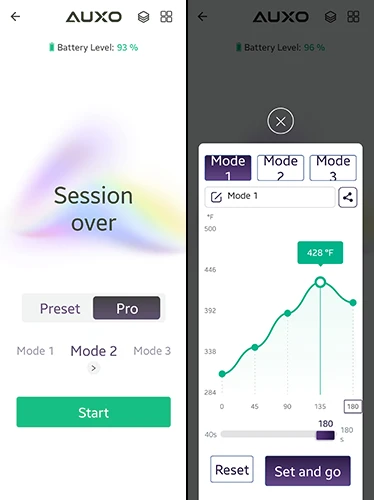 AUXO Celsius Vaporizer - AUXO Connect App Pro Mode AUXO Celsius Vaporizer - AUXO Connect App Pro Mode